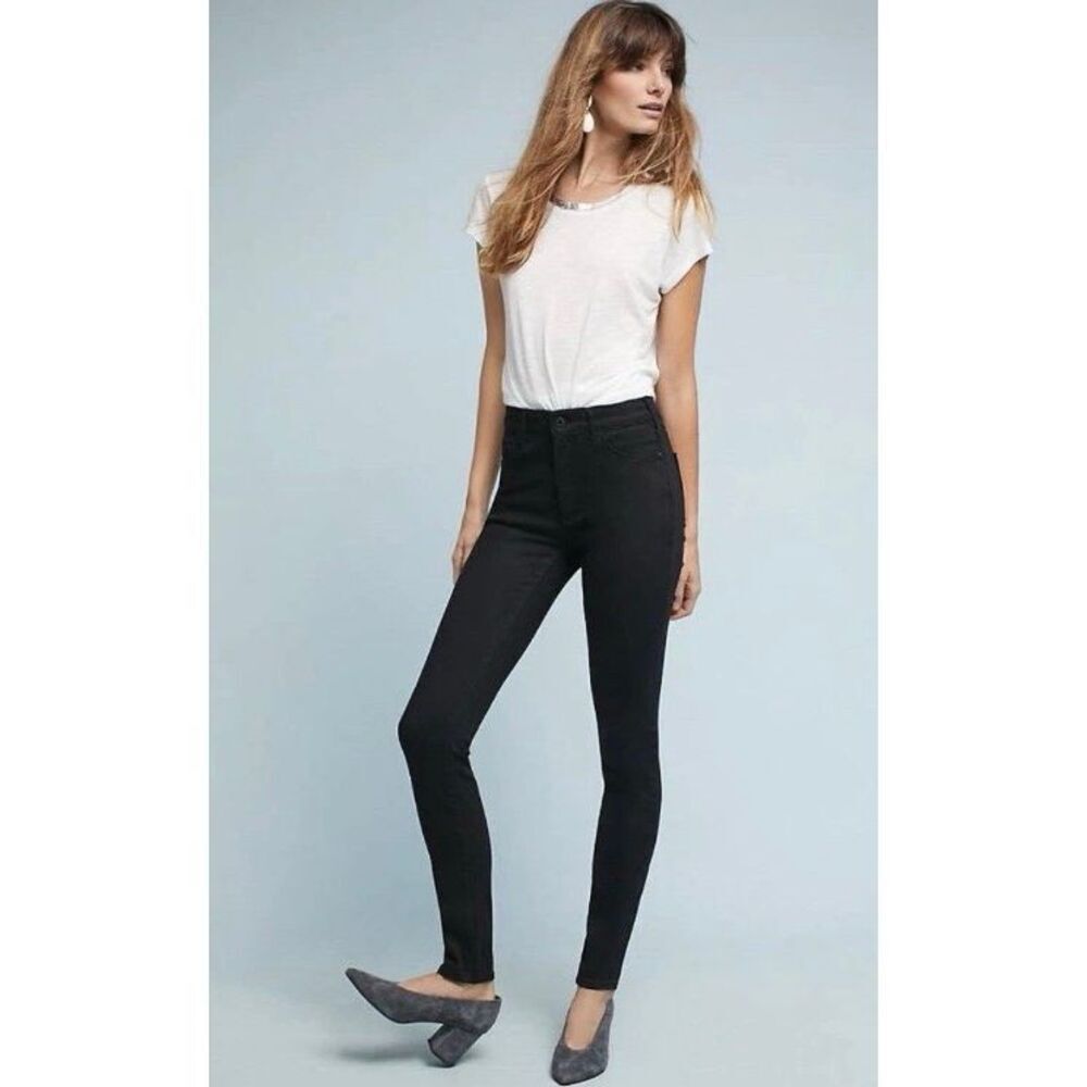 Anthropologie Pilcro High Rise Skinny Denim Jeans Black 28  #775